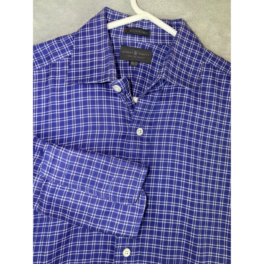 Robert Talbott Mens 15.5X33 Best of Class Blue Grid Check Dress Shirt Italy